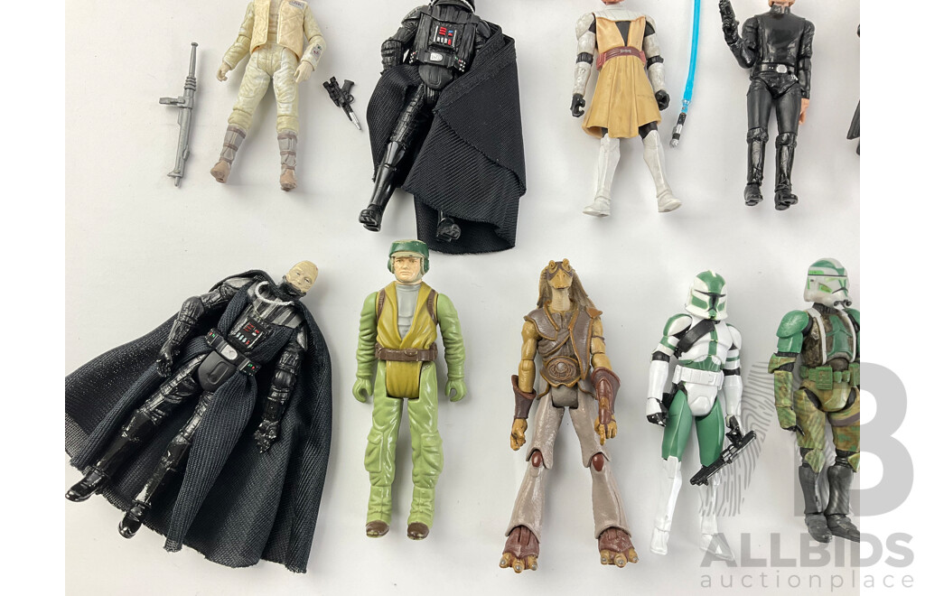 Collection of 1990's-2000's Star Wars Figures Including Darth Vader, Princess Leia, Darth Maul and More