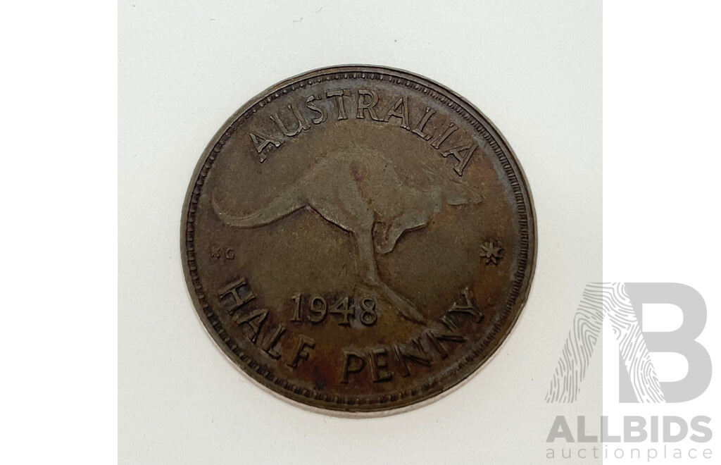 Australian 1948 Half Penny - Double Strike