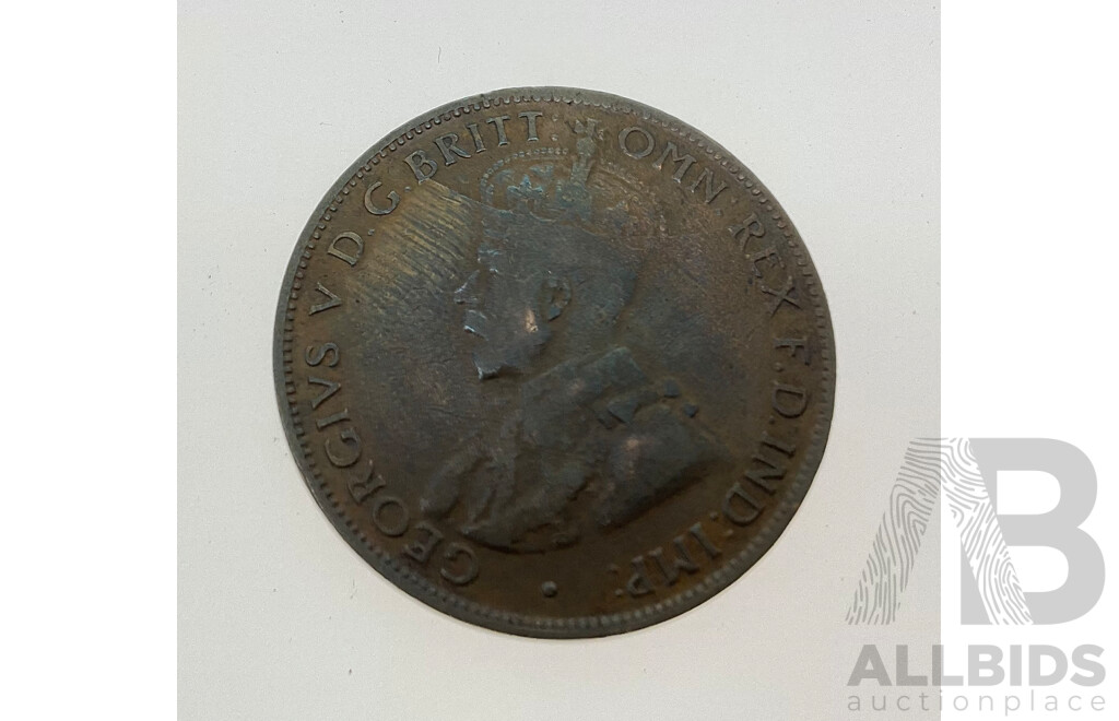 Australian 1926 Half Penny - Die Crack Through Crown