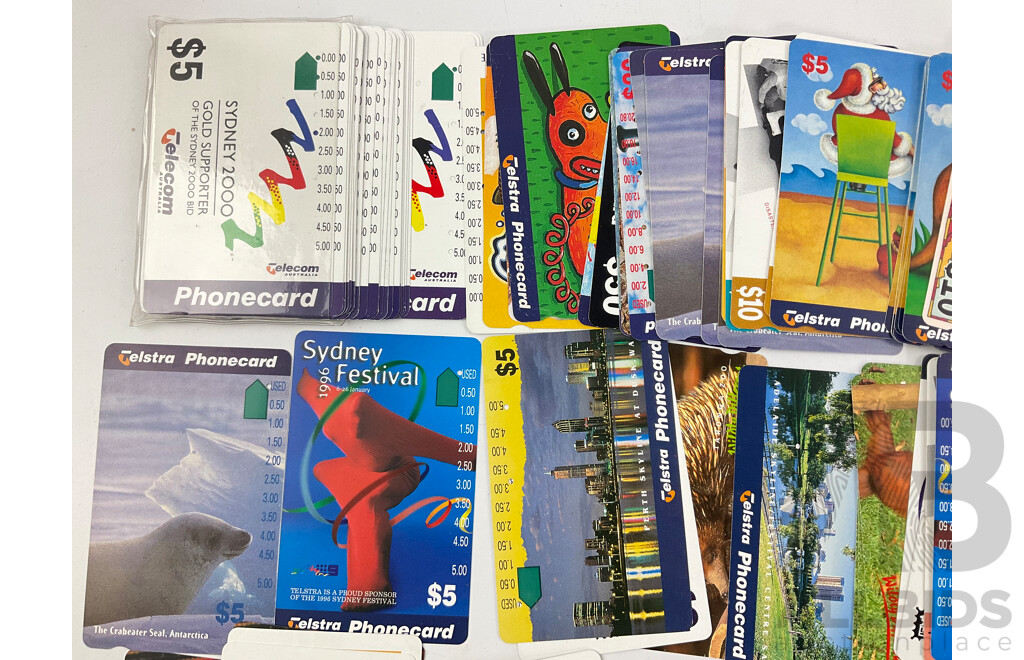 Collection of Australian Phonecards Including Sydney Opera House/Harbour Bridge, Sydney Festival 1996, Barcelona 1992, Sydney Olympics and More, Many Multiples