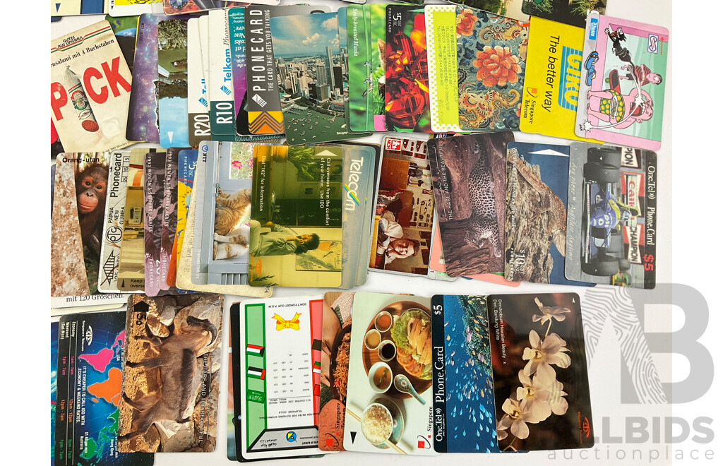 Collection of International Phonecards Including Singapore, New Zealand, France, Japan and More