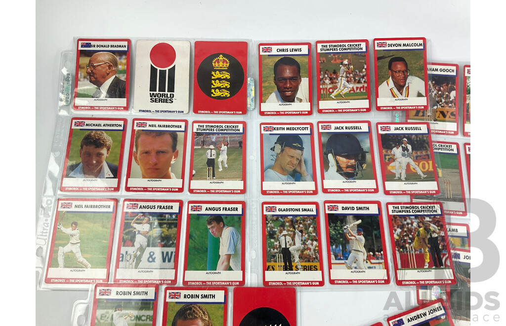 Vintage Scanlans, Buttercup and Stimorol Cricket Cards Including Imran Khan, David Boon, Curtley Ambrose, Vivian Richards, Greg Chapell, Wasim Akram and More