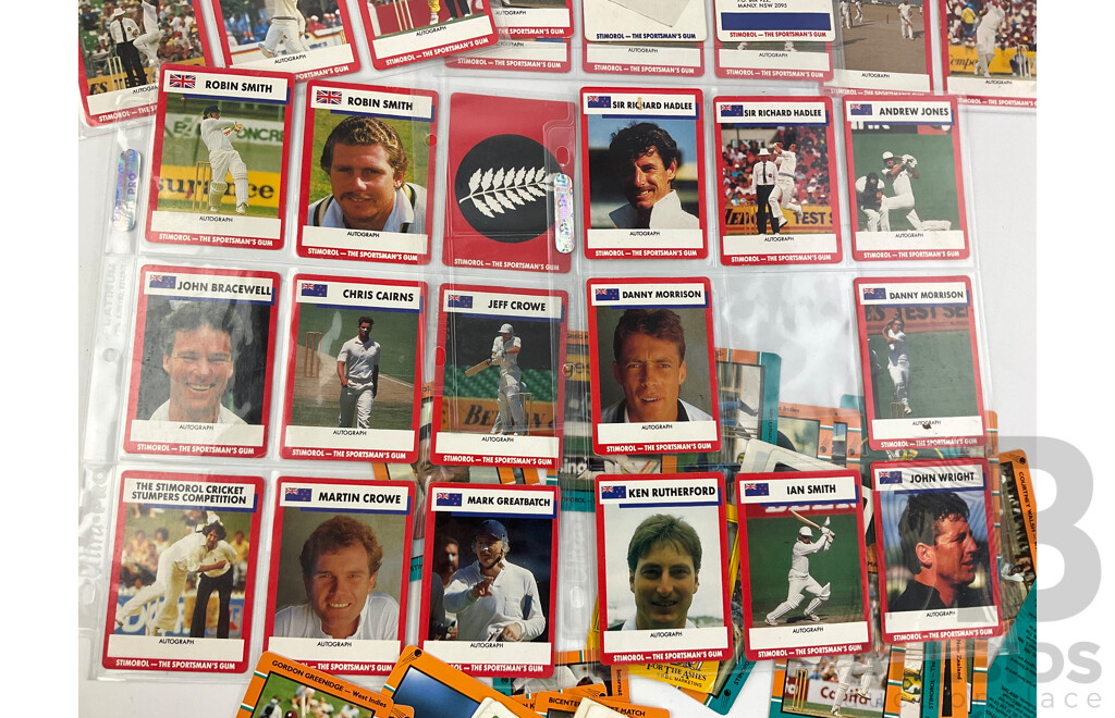 Vintage Scanlans, Buttercup and Stimorol Cricket Cards Including Imran Khan, David Boon, Curtley Ambrose, Vivian Richards, Greg Chapell, Wasim Akram and More