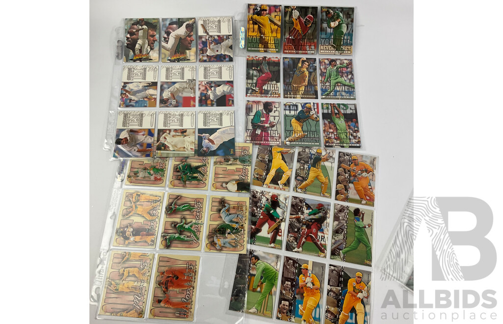 Collection of Futera Cricket Collector Cards Including Brian Lara, Shane Warne, Coutney Walsh, Ian Healy with Mixed AFL, Baseball and Basketball Cards