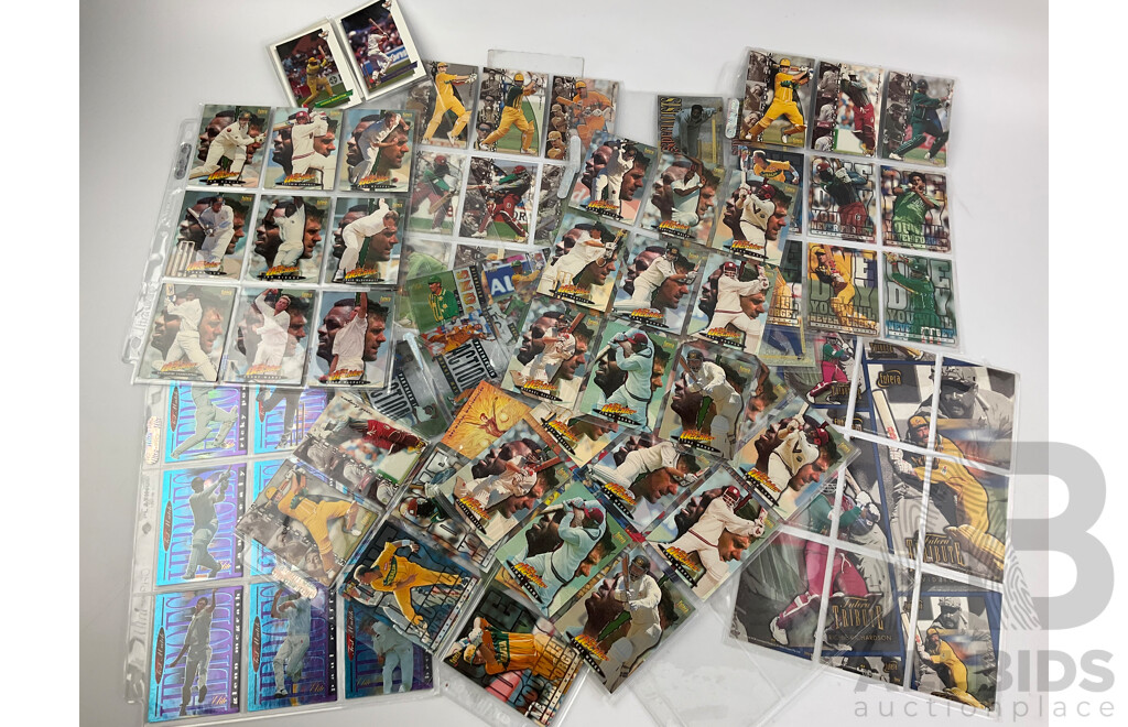 Collection of Futera Cricket Collector Cards Including Brian Lara, Shane Warne, Coutney Walsh, Ian Healy with Mixed AFL, Baseball and Basketball Cards