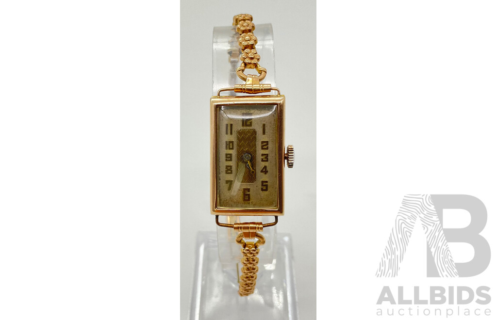 Women's Vintage Art Deco 9ct Gold Case Wrist Watch, Swiss Made