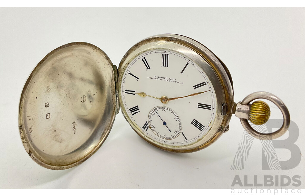 Antique T. Gaunt & Co Silver Case Pocket Watch Birmingham 1899