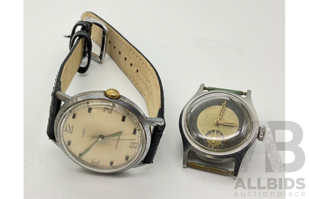 Men's Vintage Timex Wrist Watch, Made in Great Britain and 1940''s Wrist Watch with Seconds Dial