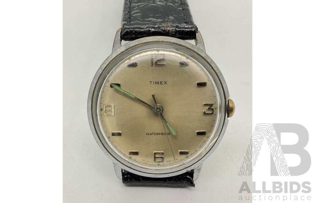 Men's Vintage Timex Wrist Watch, Made in Great Britain and 1940''s Wrist Watch with Seconds Dial