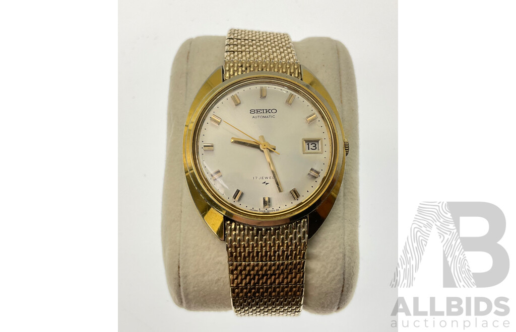 1960's Seiko Automatic Seventeen Jewels Gold Tone Wrist Watch