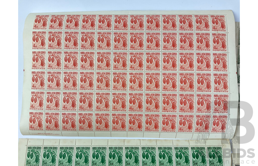 Papua New Guinea 1950's - 1960 Stamp Sheets and Blocks