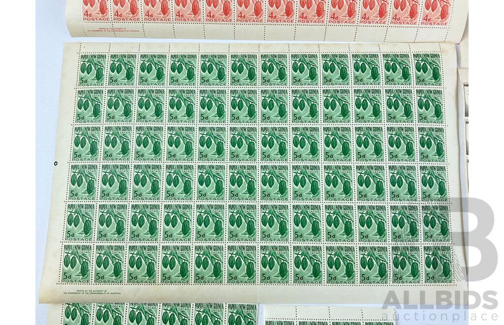 Papua New Guinea 1950's - 1960 Stamp Sheets and Blocks