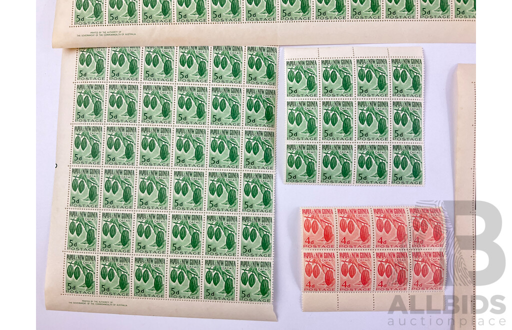 Papua New Guinea 1950's - 1960 Stamp Sheets and Blocks