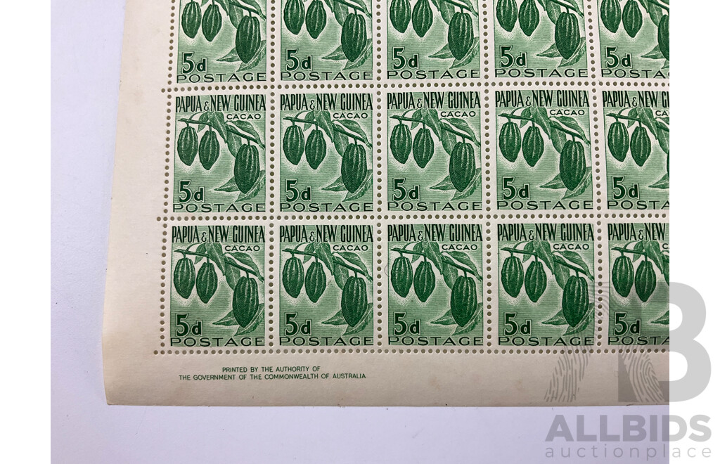 Papua New Guinea 1950's - 1960 Stamp Sheets and Blocks