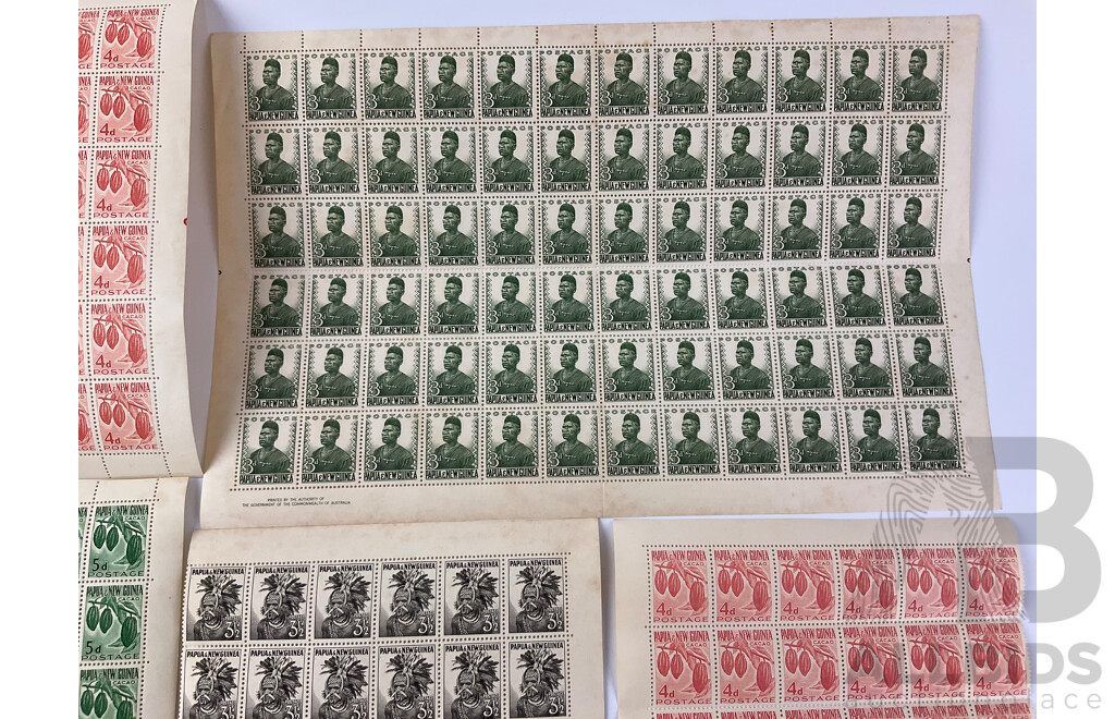 Papua New Guinea 1950's - 1960 Stamp Sheets and Blocks