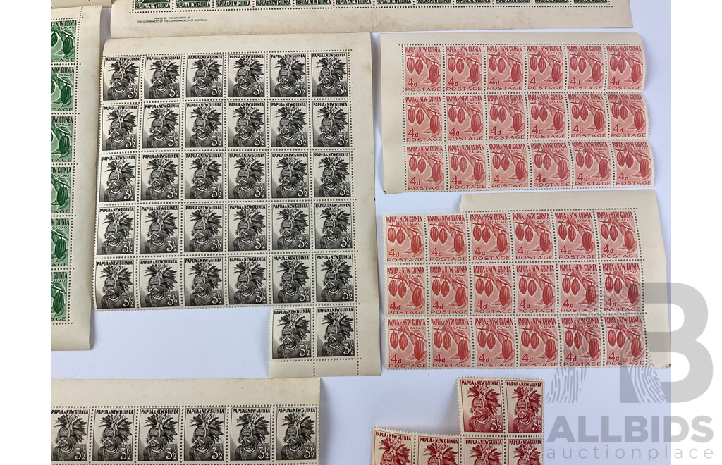 Papua New Guinea 1950's - 1960 Stamp Sheets and Blocks