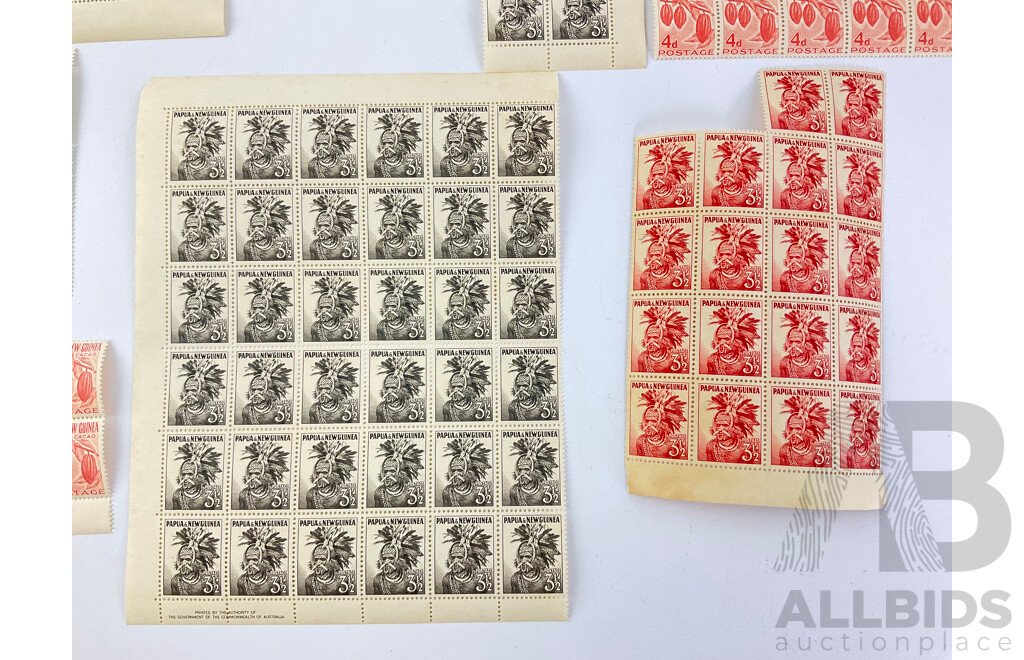 Papua New Guinea 1950's - 1960 Stamp Sheets and Blocks