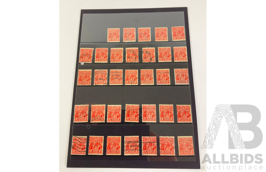 Australian 1913-1938 KGV Cancelled Stamps, Various Water Marks, Perforations and Shades