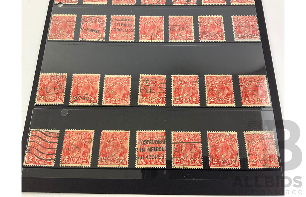 Australian 1913-1938 KGV Cancelled Stamps, Various Water Marks, Perforations and Shades