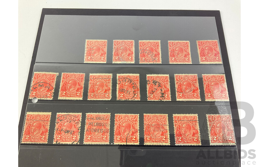 Australian 1913-1938 KGV Cancelled Stamps, Various Water Marks, Perforations and Shades