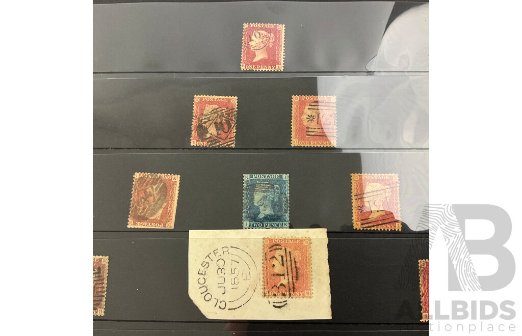 Great Britain 1855-1864 QV Cancelled Stamps Including Stars in Top Corners and Letters in All Corners