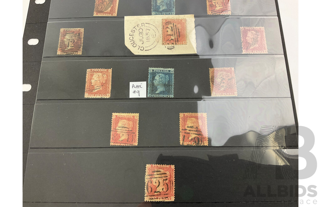 Great Britain 1855-1864 QV Cancelled Stamps Including Stars in Top Corners and Letters in All Corners