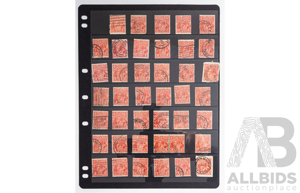 Australian 1913-1930's KGV Cancelled Stamps, Various Water Marks, Shades and Perforations