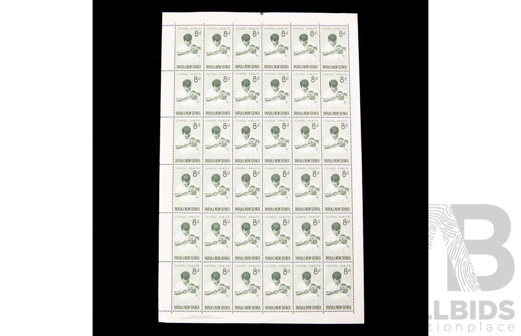 Papua New Guinea 1964/65 Mint Stamp Sheets Including School Health, Medical Training, Infant Child and Maternal Health, ANZAC 1915-1965