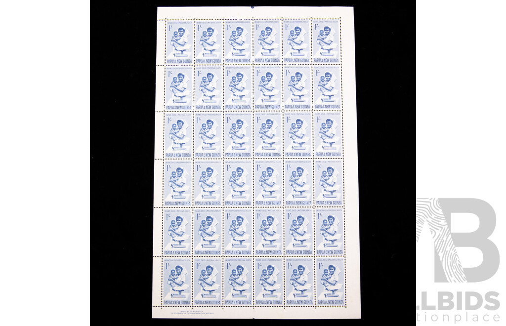Papua New Guinea 1964/65 Mint Stamp Sheets Including School Health, Medical Training, Infant Child and Maternal Health, ANZAC 1915-1965