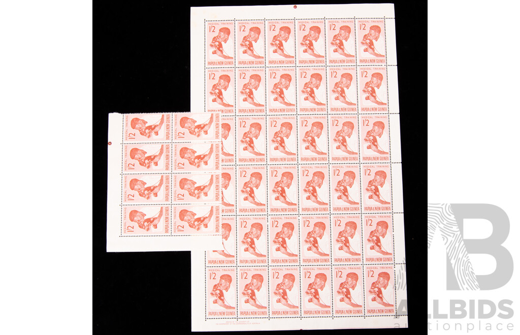 Papua New Guinea 1964/65 Mint Stamp Sheets Including School Health, Medical Training, Infant Child and Maternal Health, ANZAC 1915-1965