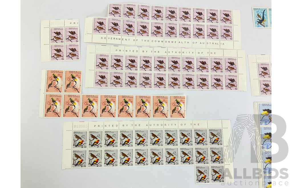 Papua New Guinea 1964 Mint Stamp Blocks, Part Bird Set