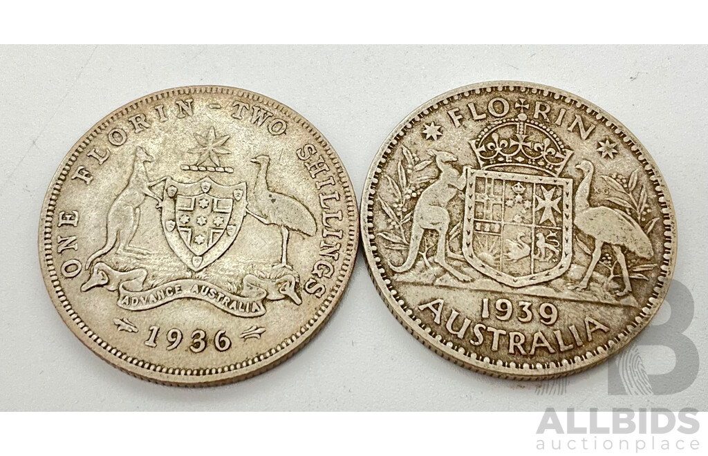 Australian 1936 and 1939 Florins