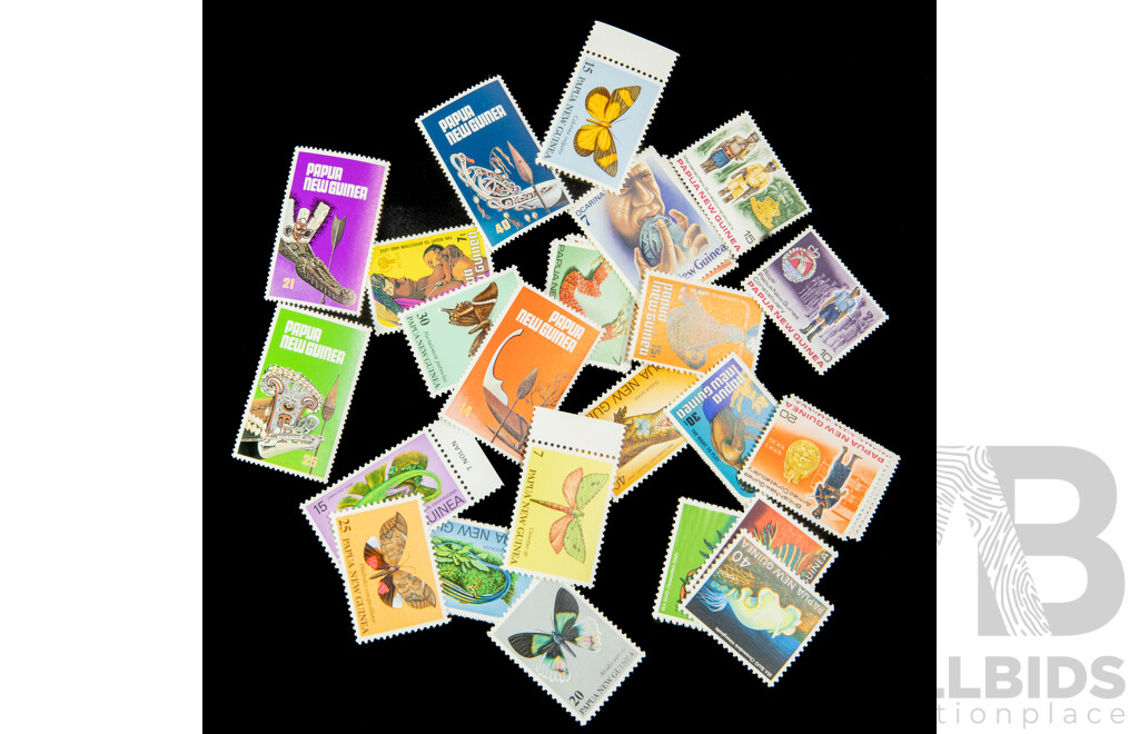 Collection of Papua New Guinea 1978 Mint Stamp Sets/Part Sets Including Sea Slugs, Canoe Prows, Butterflies, Reptiles, Year of the Child