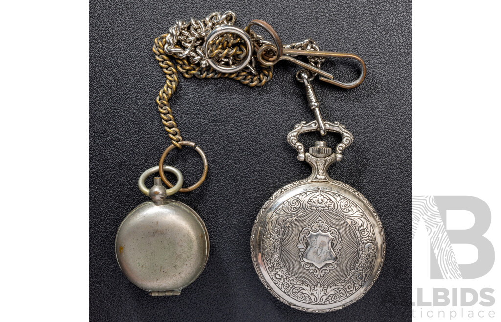 Vintage Shilling Holder for Fob Chain & Reproduction Vintage James Huntington 48mm Pocket Watch (1991)