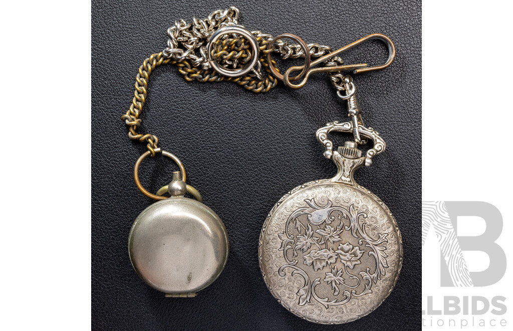 Vintage Shilling Holder for Fob Chain & Reproduction Vintage James Huntington 48mm Pocket Watch (1991)