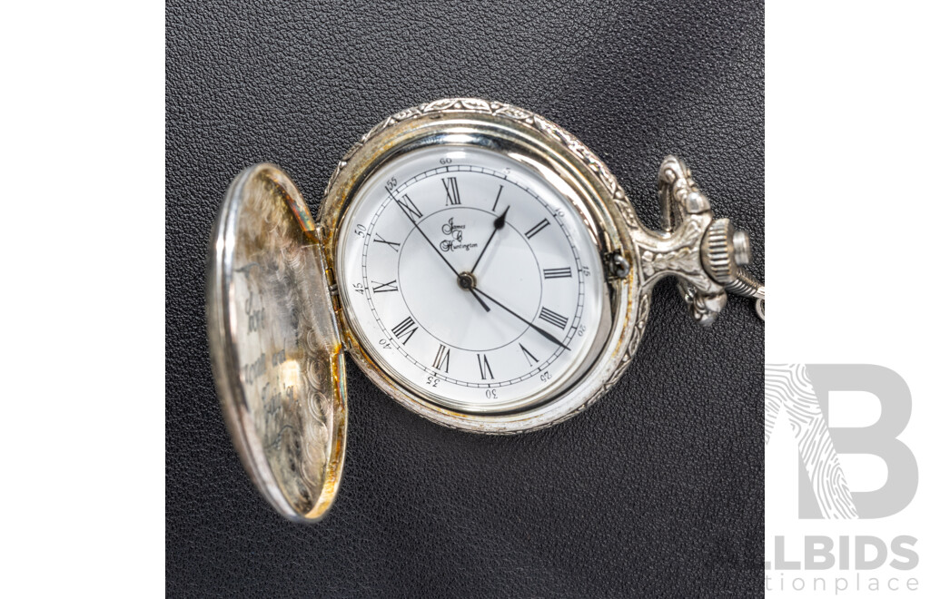Vintage Shilling Holder for Fob Chain & Reproduction Vintage James Huntington 48mm Pocket Watch (1991)