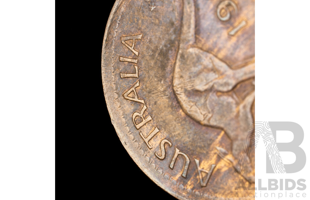 Australian 1947 Penny Misstrike