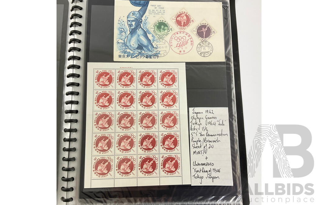 Album of Vintage Japanese Mint Stamp Sheets, Blocks and First Day Covers, Examples Spanning 1957 to 1963