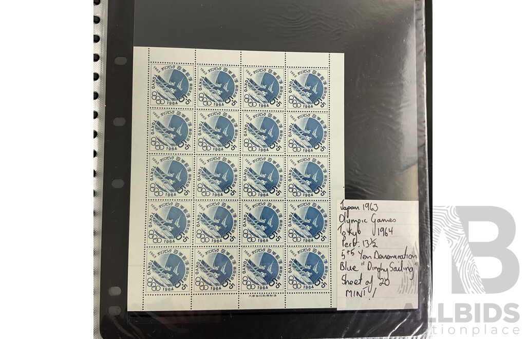 Album of Vintage Japanese Mint Stamp Sheets, Blocks and First Day Covers, Examples Spanning 1957 to 1963