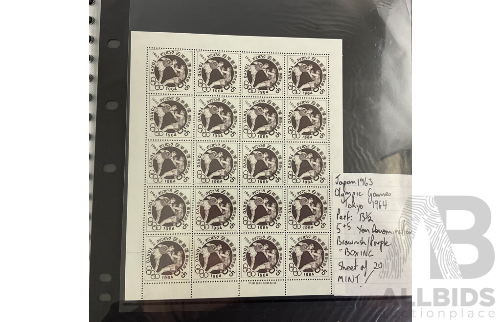 Album of Vintage Japanese Mint Stamp Sheets, Blocks and First Day Covers, Examples Spanning 1957 to 1963