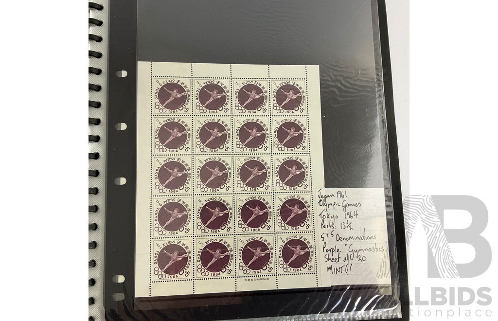 Album of Vintage Japanese Mint Stamp Sheets, Blocks and First Day Covers, Examples Spanning 1957 to 1963