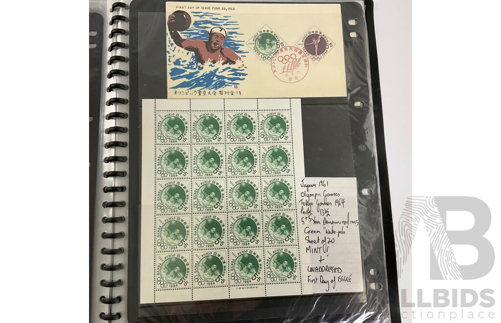 Album of Vintage Japanese Mint Stamp Sheets, Blocks and First Day Covers, Examples Spanning 1957 to 1963
