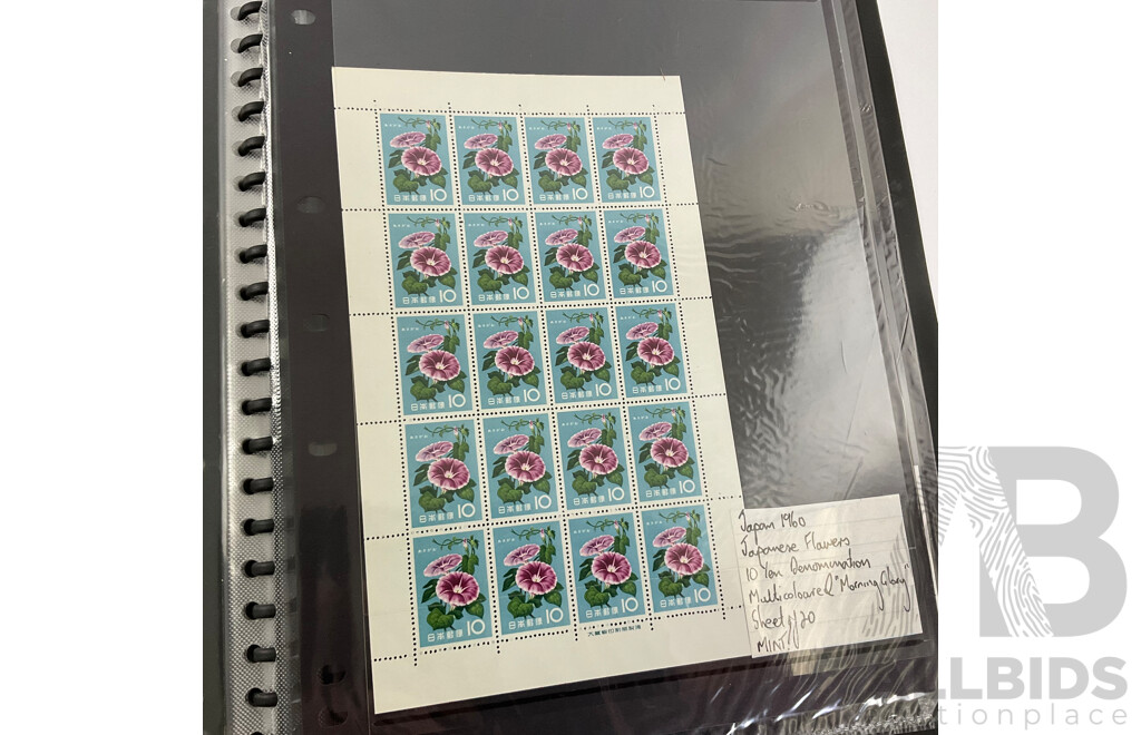 Album of Vintage Japanese Mint Stamp Sheets, Blocks and First Day Covers, Examples Spanning 1957 to 1963