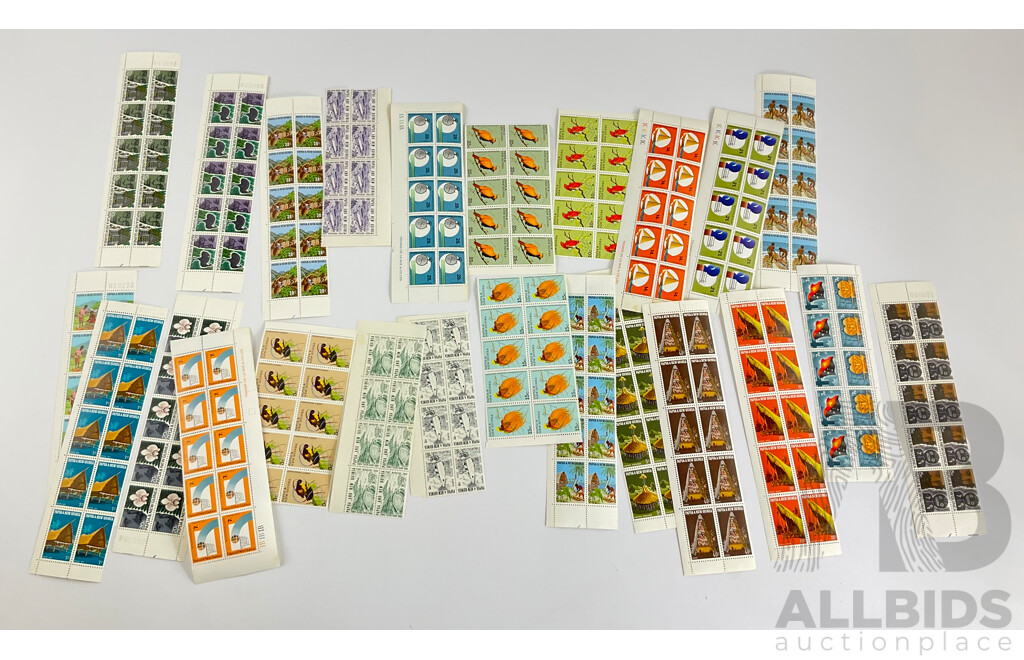 Collection of Papua New Guinea Early 1970's Mint Stamp Blocks Includings Sets/Part Sets