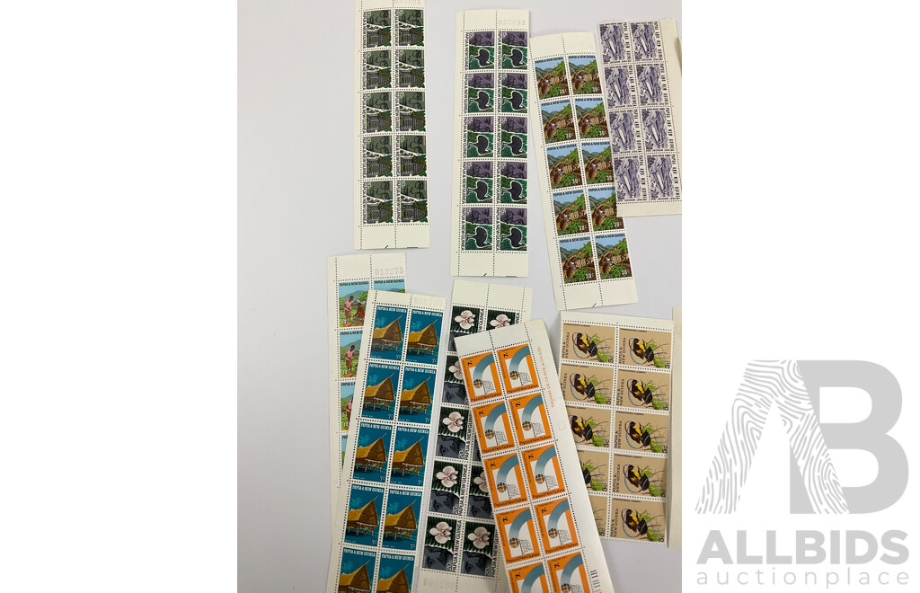 Collection of Papua New Guinea Early 1970's Mint Stamp Blocks Includings Sets/Part Sets
