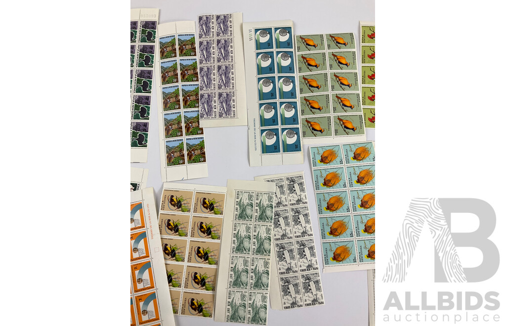 Collection of Papua New Guinea Early 1970's Mint Stamp Blocks Includings Sets/Part Sets
