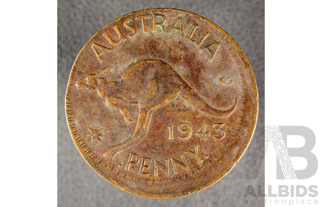 Australian 1943 KGVI Double Struck Penny
