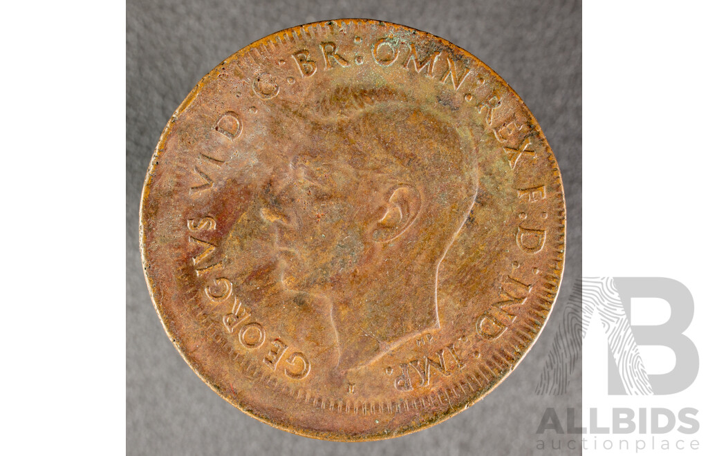 Australian 1943 KGVI Double Struck Penny