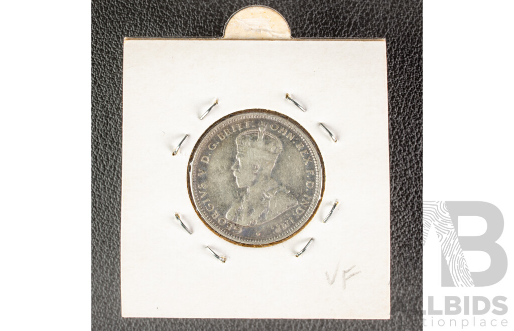 Australian 1925/3 KGV Silver Shilling Overdate .925