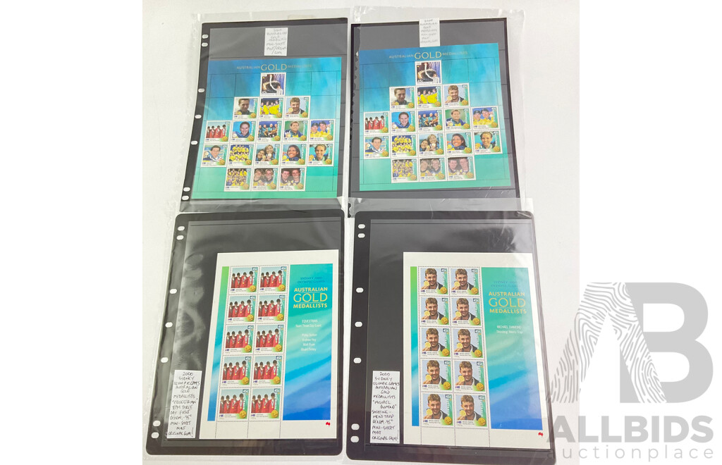 Australian 2000 Olympics Gold Medalist Stamp Mini Sheets Including Cycling, Swimming, Shooting and More (9)